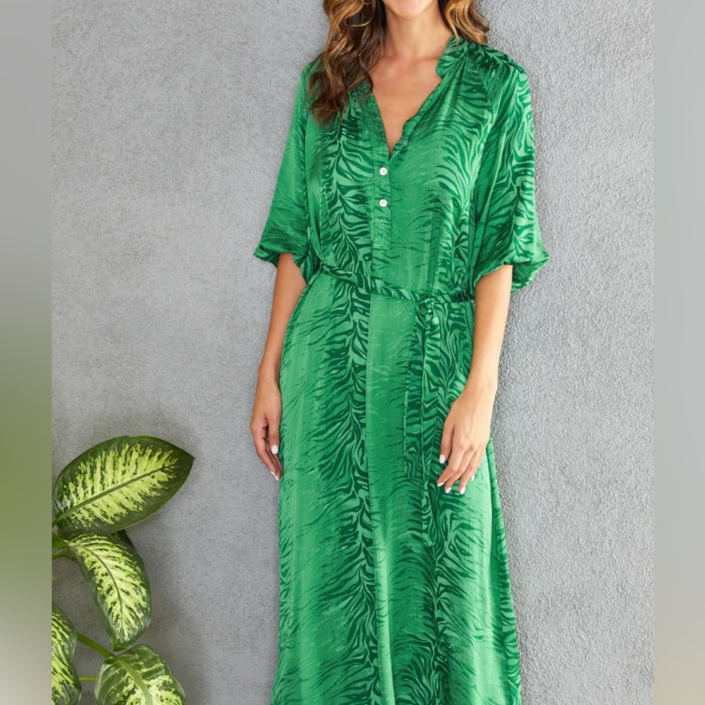 Something Pretty Midi Emerald Kelly Green Zebra Oz Dress St.‎ Patrick's